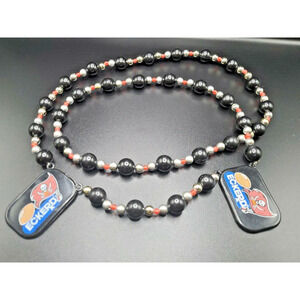 Vintage Super Bowl Champion Buccaneers Eckerd Drugs Beaded Necklace Red Black